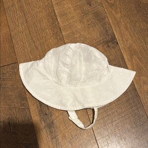 Carter's White Sun Hat with Chin Strap